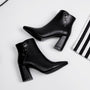 Pointed toe chunky heel boots