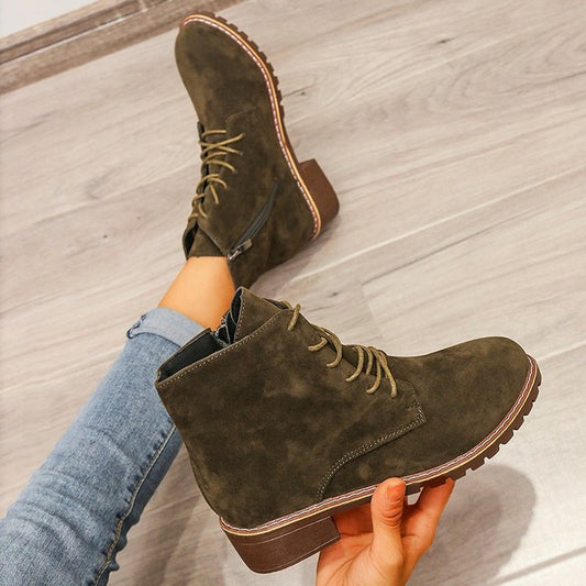 Suede Round Toe Martin Boots