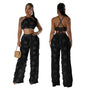 Sexy Crop Mesh Tops Two Piece Set