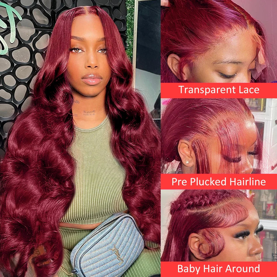 Burgundy HD Body Wave Lace Front